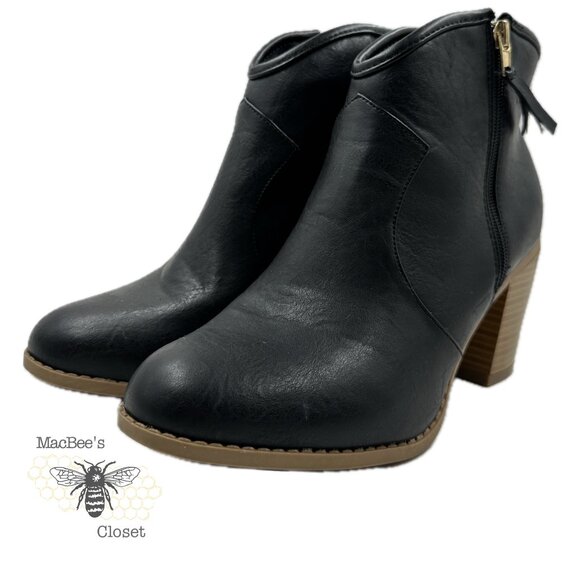 Maurices Shoes - Maurices Black Vegan Leather Western Style Cowgirl Boots Black 9.5 in Womens